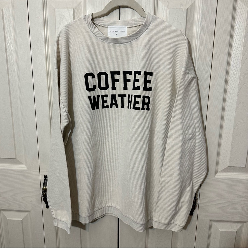 Panache Apparel Ribbed Coffee Weather Crewneck Pullover Sweater Womens Size XL